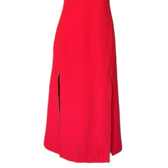 ZARA Red MIDI Dress Column Front Slit Pencil Career Holidays, Size XS - Picture 6 of 16